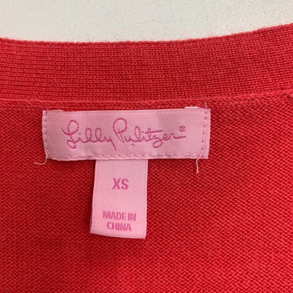 Lilly Pulitzer Cardigan Womens XS Extra Small Watermelon Silk Blend Mid Sleeve - Picture 6 of 10